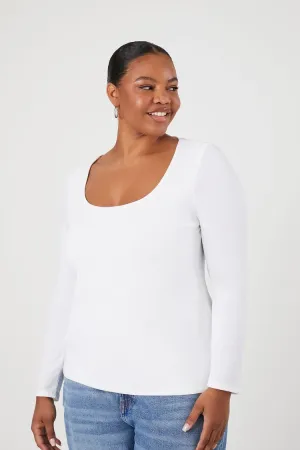 Forever 21 Plus Women's Fitted Square-Neck Top White Forever 21