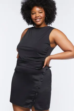 Forever 21 Plus Women's Fitted Tuxedo Mini Skirt Black Forever 21