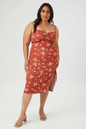 Forever 21 Plus Women's Floral Bodycon Midi Dress Rust Forever 21