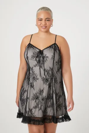 Forever 21 Plus Women's Floral Lace Mini Dress Black Forever 21