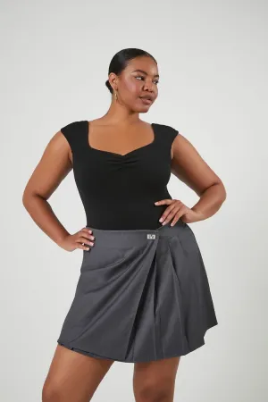 Forever 21 Plus Women's Pleated A-Line Mini Skirt Grey Forever 21