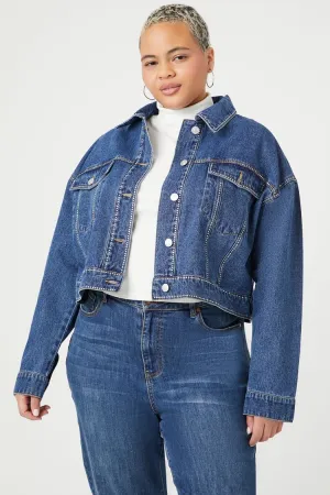 Forever 21 Plus Women's Rhinestone Denim Trucker Jacket Medium Denim Forever 21