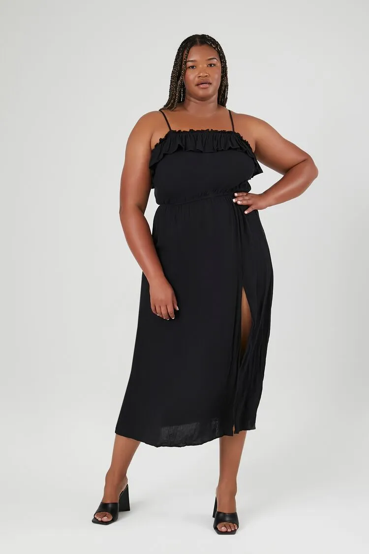 Forever 21 Plus Women's Ruffle Cami Maxi Long Dress Black Forever 21