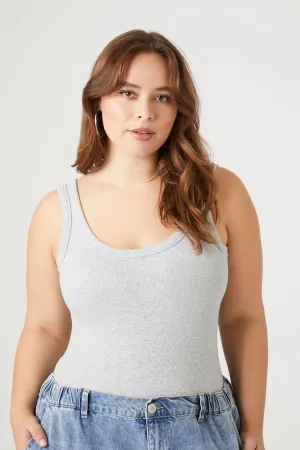 Forever 21 Plus Women's Seamless Tank Bodysuit Heather Grey Forever 21