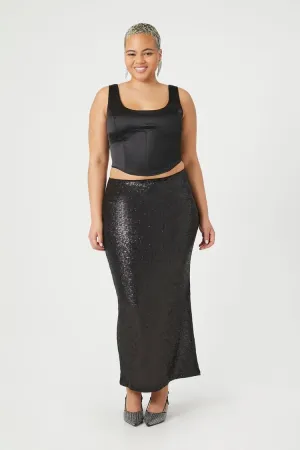 Forever 21 Plus Women's Sequin Maxi Skirt Black Forever 21