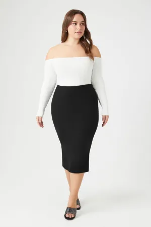 Forever 21 Plus Women's Straight Midi Skirt Black Forever 21