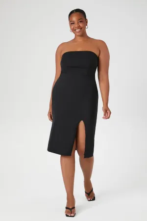 Forever 21 Plus Women's Strapless Bodycon Midi Dress Black Forever 21