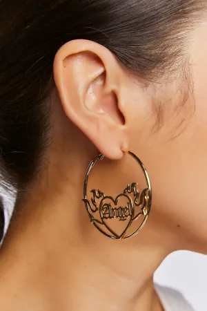 Forever 21 Women's Angel Hoop Earrings Gold Forever 21