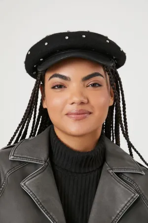 Forever 21 Women's Brushed Faux Gem Cabbie Hat Black/Black Forever 21