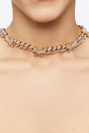Forever 21 Women's Butterfly Chunky Chain Necklace Gold/Clear Forever 21