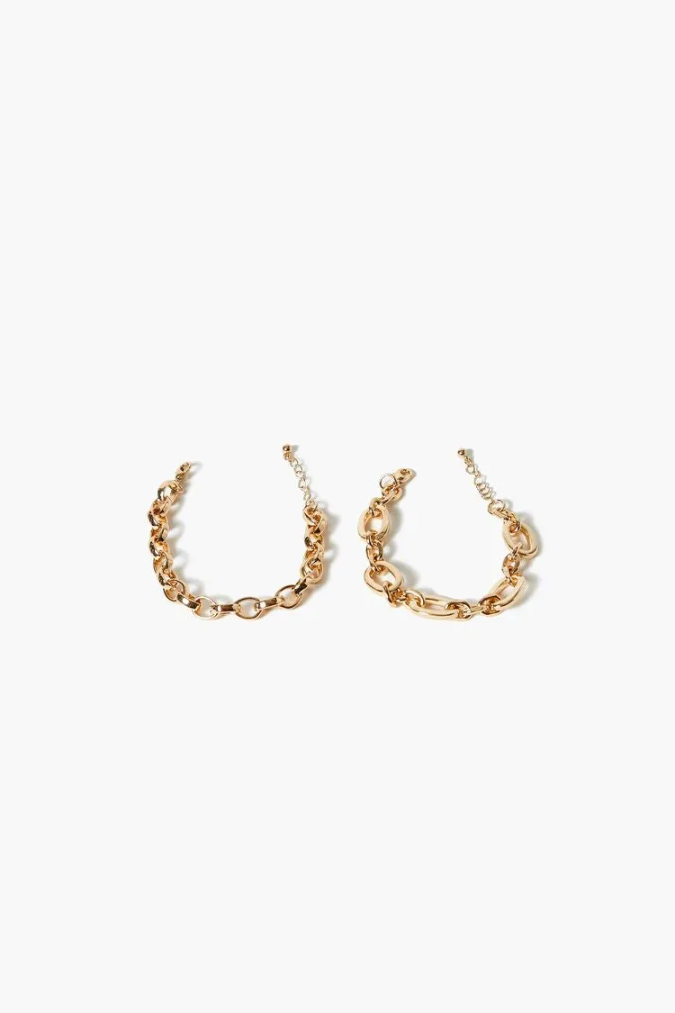 Forever 21 Women's Cable & Link Chain Bracelet Set Gold Forever 21