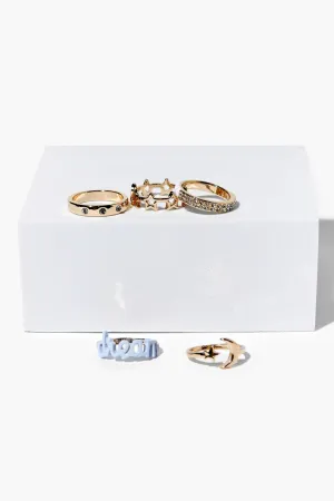 Forever 21 Women's Celestial Rhinestone Ring Set Gold/Blue Forever 21