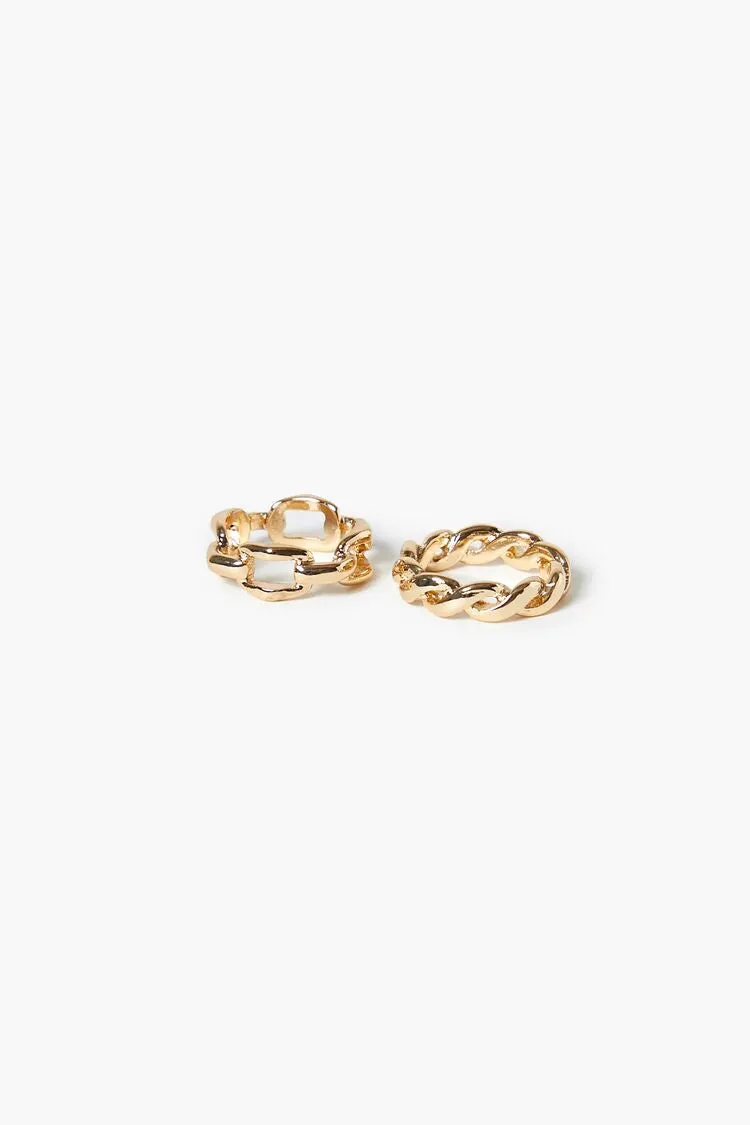 Forever 21 Women's Chain & Twist Ring Set Gold Forever 21