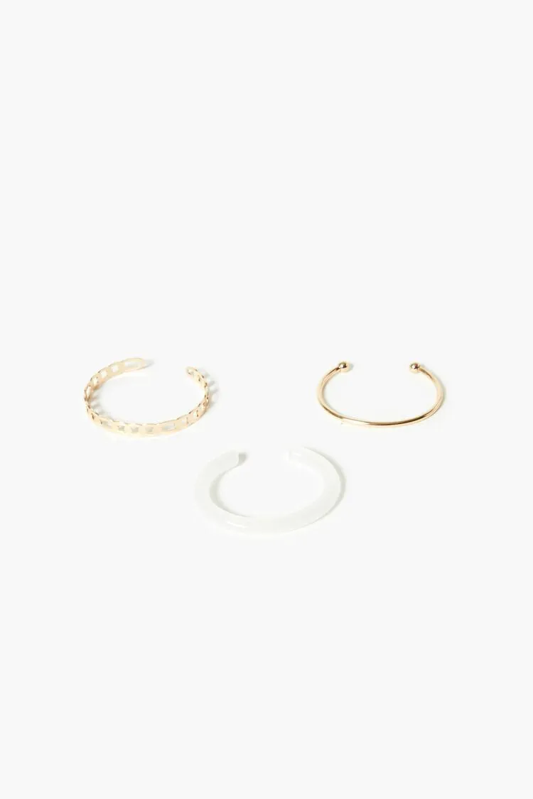 Forever 21 Women's Chain Cuff Bracelet Set Gold/Clear Forever 21