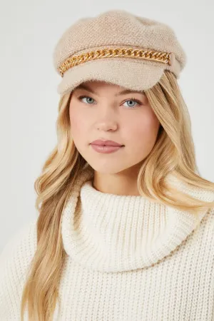 Forever 21 Women's Chain-Trim Cabby Hat Tan/Gold Forever 21