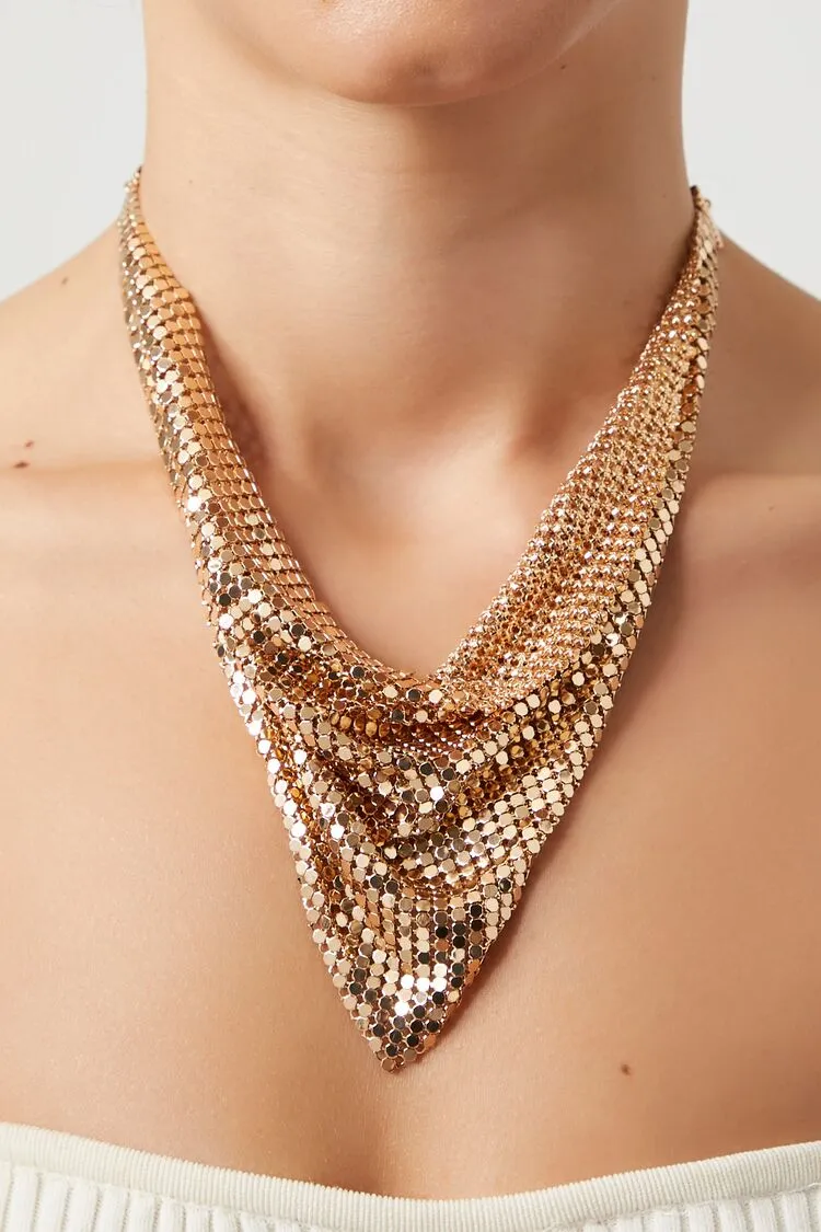 Forever 21 Women's Chainmail Statement Necklace Gold Forever 21