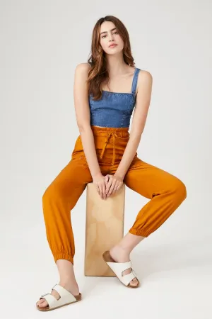 Forever 21 Women's Chambray Drawstring Joggers Copper Forever 21