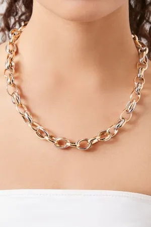 Forever 21 Women's Chunky Rolo Chain Necklace Gold/Silver Forever 21