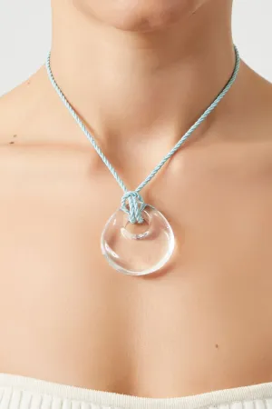 Forever 21 Women's Clear Pendant Rope Necklace Blue/Clear Forever 21