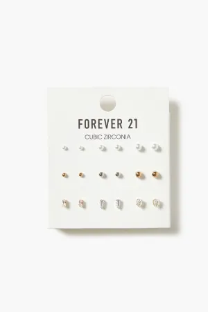 Forever 21 Women's CZ & Faux Pearl Earring Set Gold/Silver Forever 21