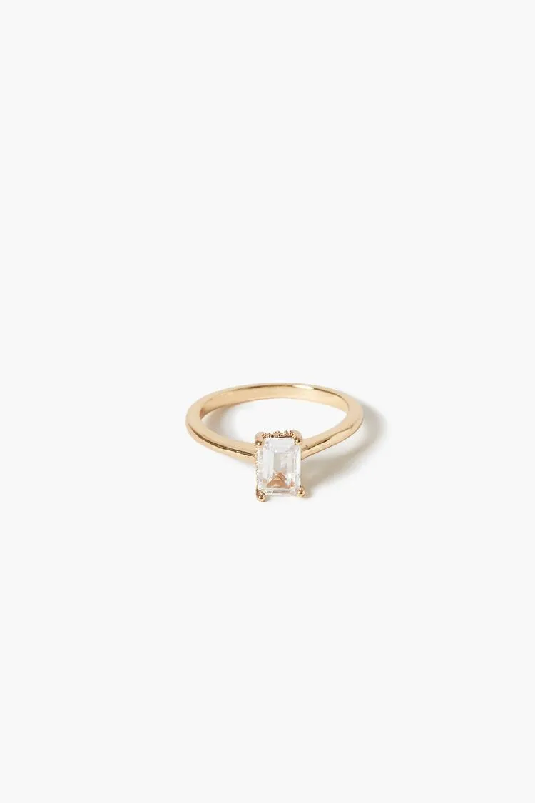 Forever 21 Women's CZ Faux Gem Ring Clear/Gold Forever 21