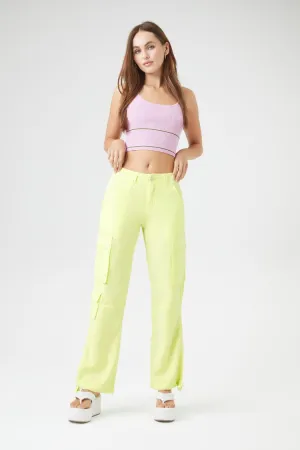 Forever 21 Women's Drawstring Straight-Leg Cargo Pants Honeydew Forever 21