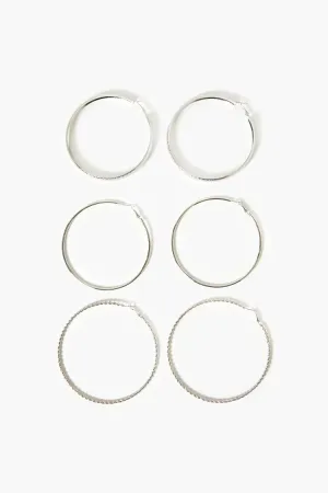 Forever 21 Women's Etched & Twisted Hoop Earring Set Silver Forever 21