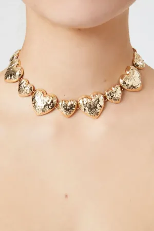 Forever 21 Women's Etched Heart Necklace Gold Forever 21