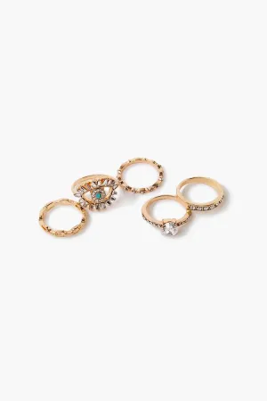 Forever 21 Women's Evil Eye Faux Gem Ring Set Gold/Clear Forever 21