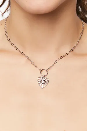 Forever 21 Women's Evil Eye Heart Pendant Necklace Silver Forever 21