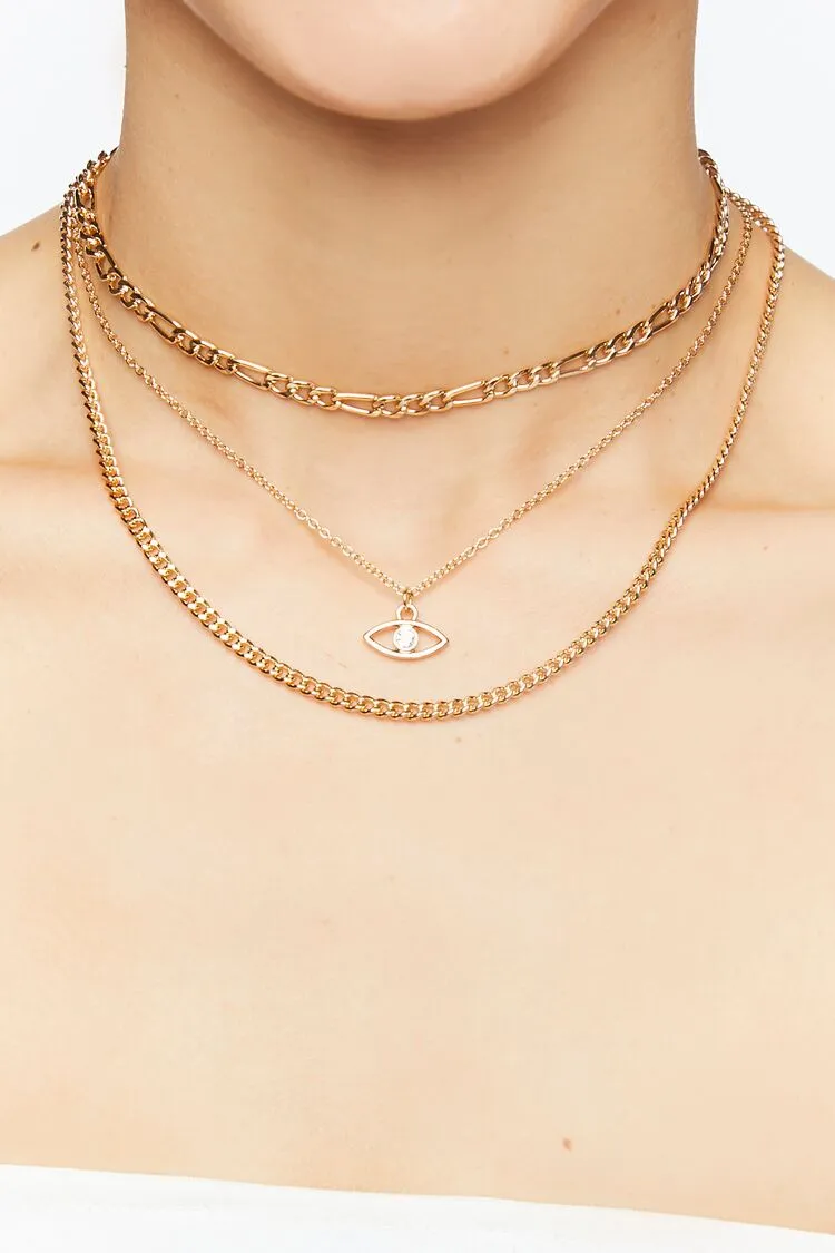 Forever 21 Women's Evil Eye Pendant Layered Necklace Gold Forever 21