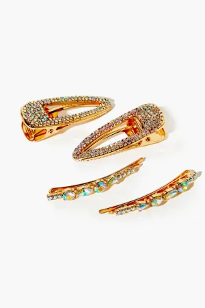 Forever 21 Women's Faux Gem Hair Clip & Bobby Pin Set Gold Forever 21