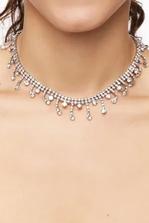 Forever 21 Women's Faux Gem Statement Necklace Silver Forever 21