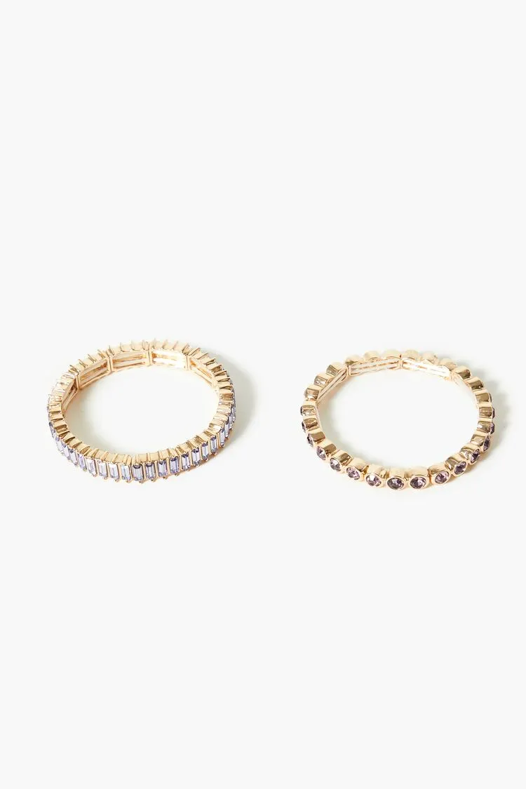 Forever 21 Women's Faux Gem Stretch Bracelet Set Gold/Purple Forever 21