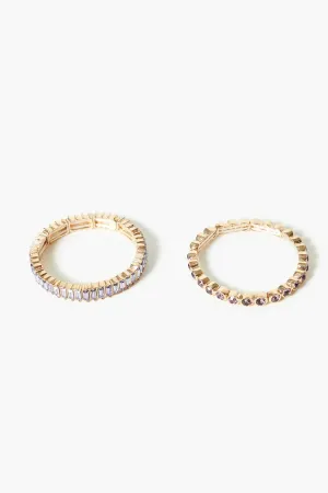 Forever 21 Women's Faux Gem Stretch Bracelet Set Gold/Purple Forever 21