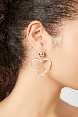 Forever 21 Women's Faux Pearl Heart Drop Earrings Gold/Clear Forever 21