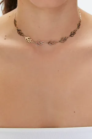 Forever 21 Women's Flame Chain Choker Necklace Gold Forever 21
