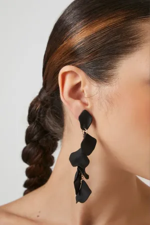 Forever 21 Women's Flower Petal Drop Earrings Black Forever 21