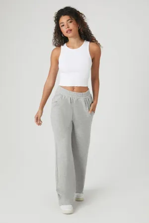 Forever 21 Women's French Terry Straight-Leg Pants Heather Grey Forever 21