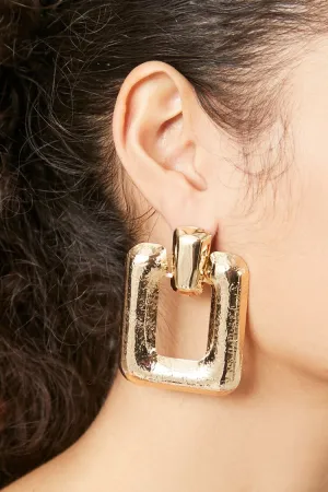 Forever 21 Women's Geo Drop Doorknocker Earrings Gold Forever 21