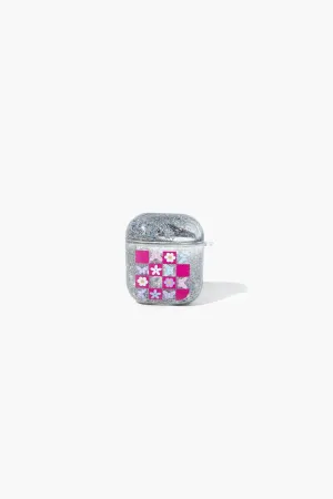 Forever 21 Women's Glittered Floral Earbuds Case Pink/Multi Forever 21