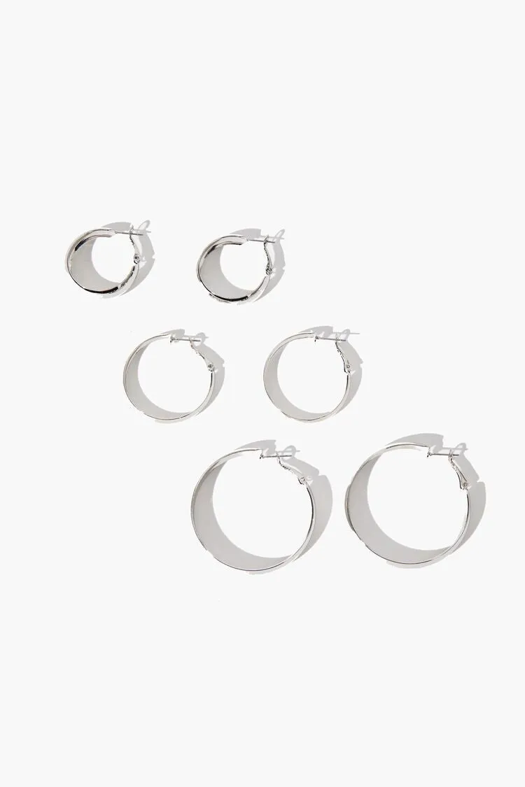 Forever 21 Women's High-Polish Hoop Earring Set Silver Forever 21