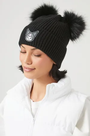 Forever 21 Women's Kuromi Pom Pom Beanie Black/Multi Forever 21