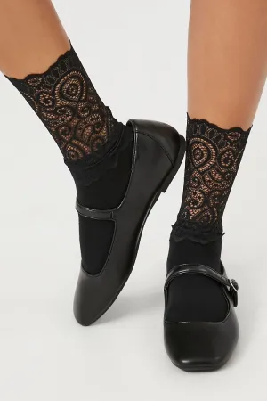 Forever 21 Women's Lace Crew Socks Black Forever 21