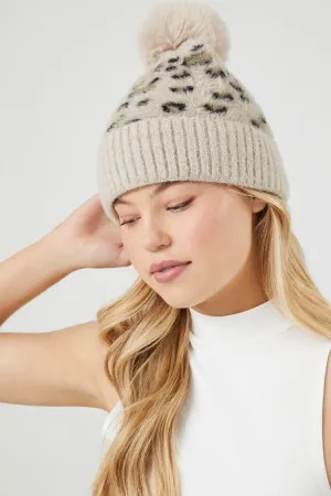 Forever 21 Women's Leopard Pom Pom Beanie Tan/Multi Forever 21