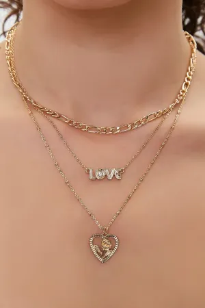 Forever 21 Women's Love Pendant Layered Necklace Gold Forever 21