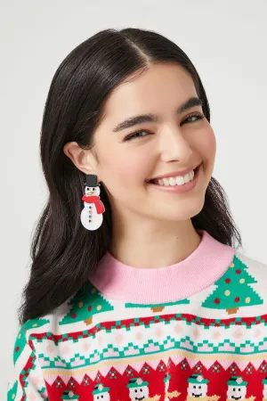 Forever 21 Women's Marble Snowman Drop Earrings Black/White Forever 21
