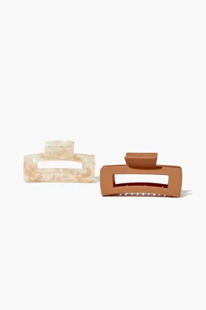 Forever 21 Women's Matte & Marbled Hair Claw Clip Set Orange/Multi Forever 21
