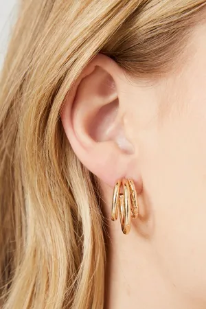 Forever 21 Women's Multi-Hoop Earrings Gold Forever 21
