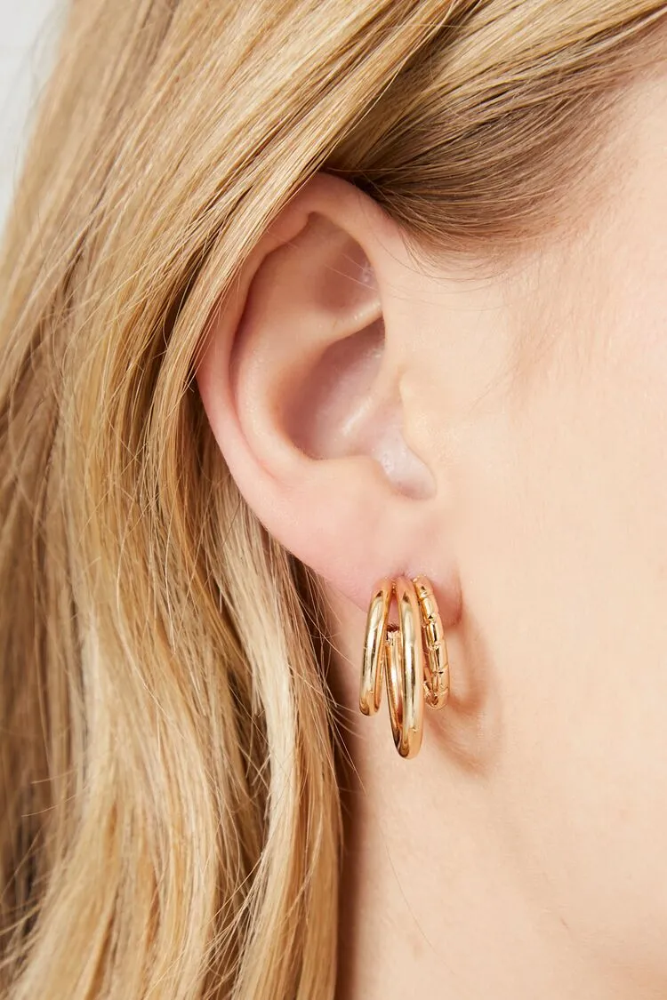 Forever 21 Women's Multi-Hoop Earrings Gold Forever 21